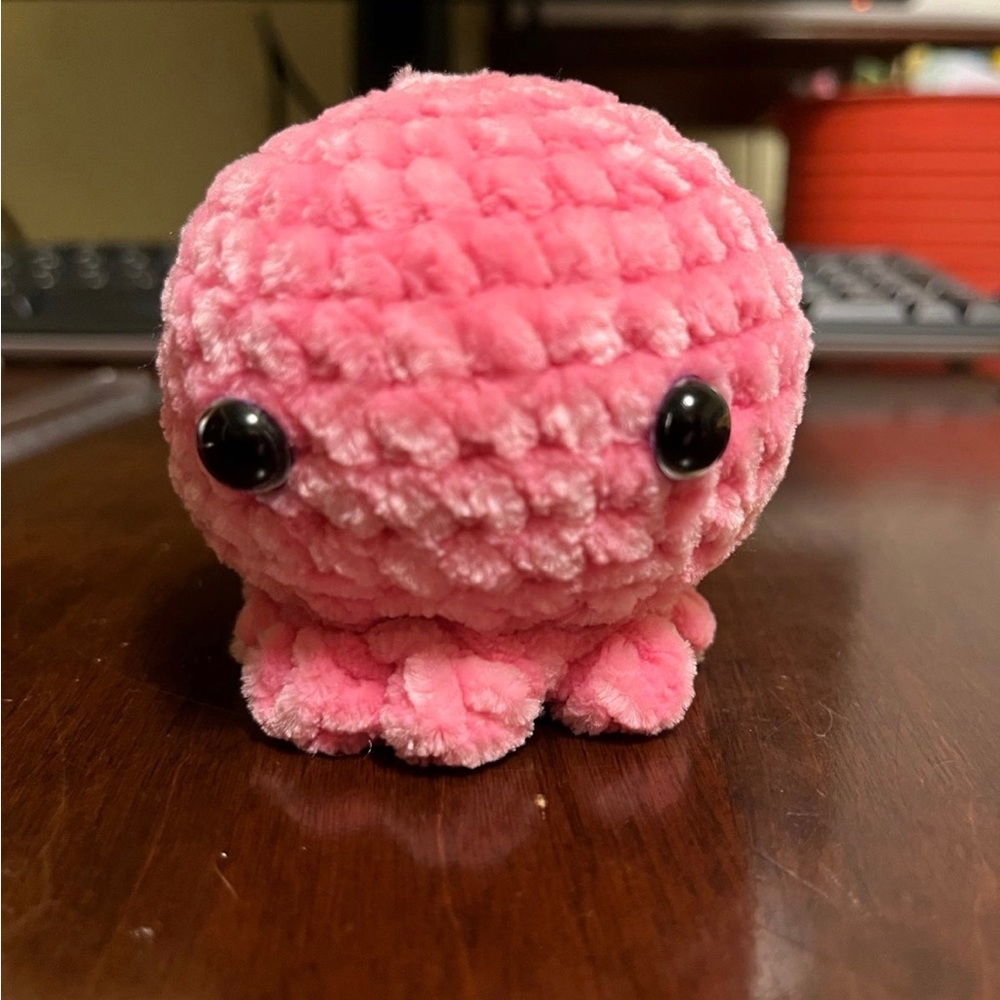 Amigurumi crocheted pink baby octopus plush handmade